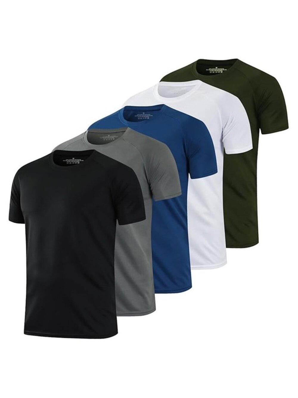 5 Pack Running Workout Shirts Men Sport Dry Fit Gym Athletic Breathable Large